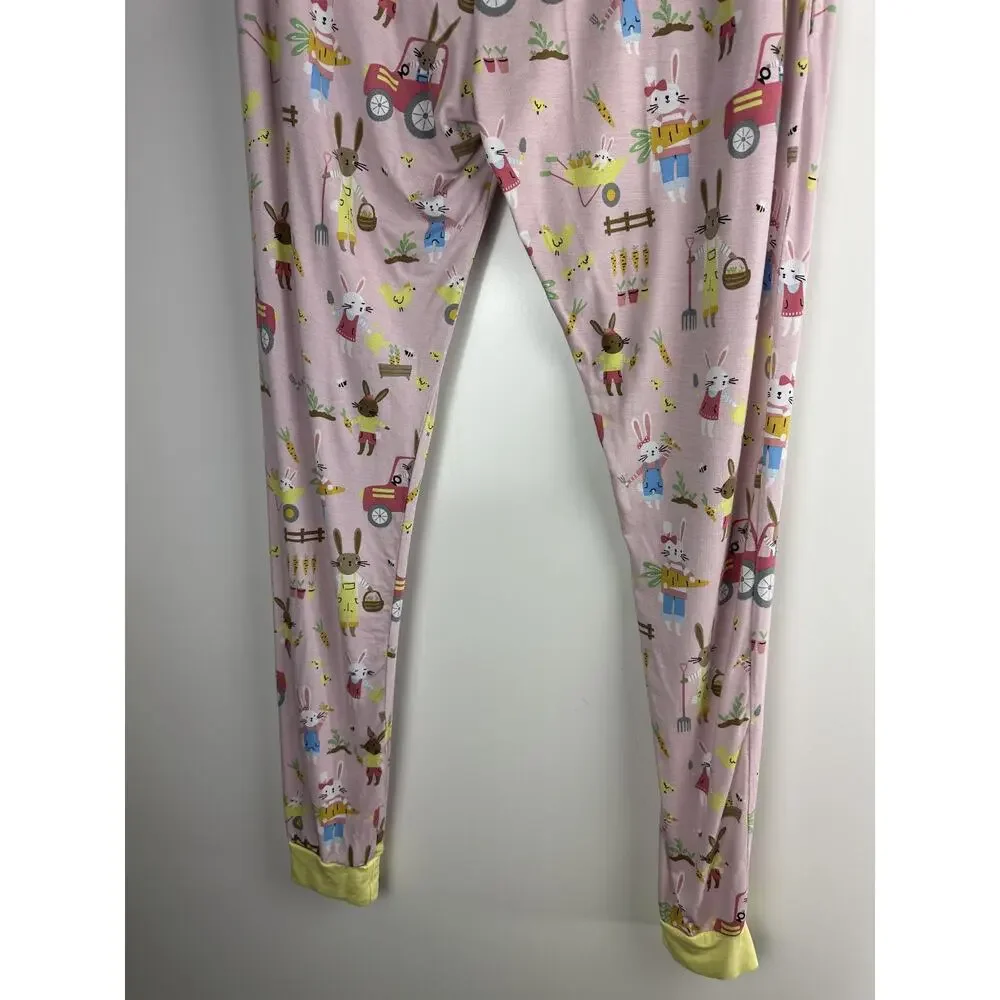 Little Sleepies Hop to it Bunny Pajama Pants Bamboo Pink Bunnies Women’s Small - Picture 9 of 10